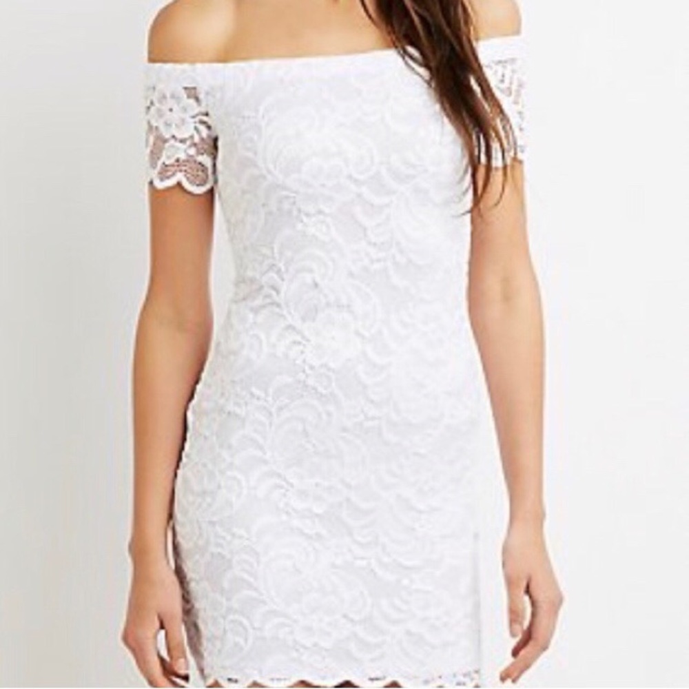 White Lace Off the Shoulder Dress
